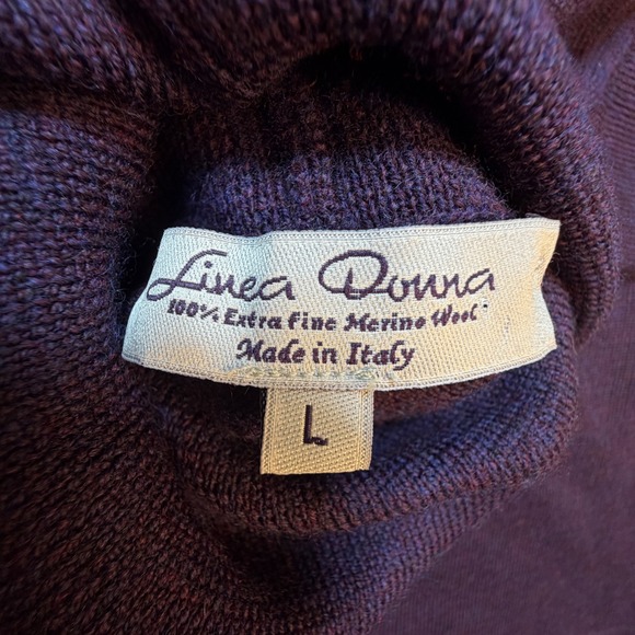 Linea Donna Purple Extra Fine Merino Wool Turtleneck Sweater Made in Italy L - Picture 3 of 6